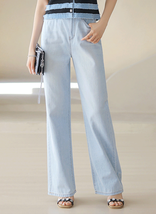 Ice Wash Straight Wide Jeans