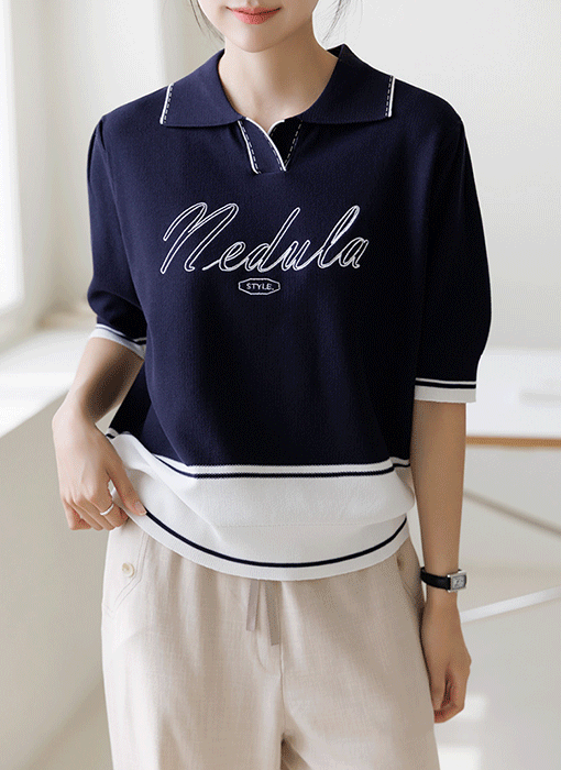 [The Onme] Cool Line Lettering Knit