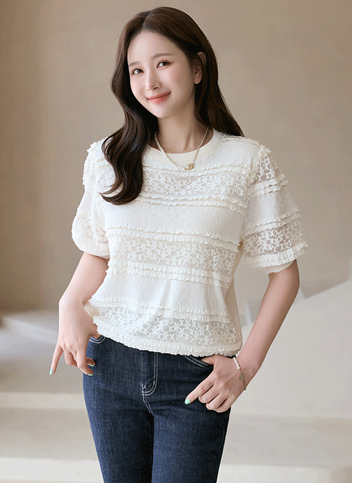 Delicate Lace Frill Knit Top