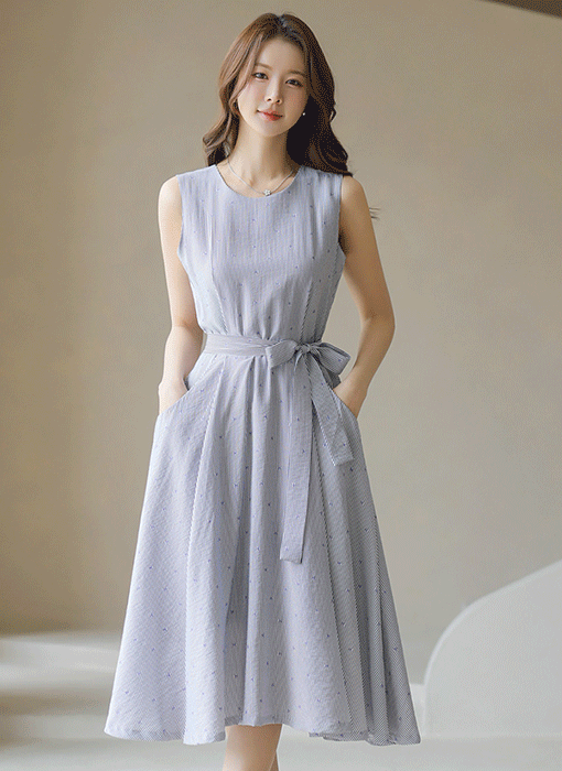 Floral Dot Stripe Flare Dress