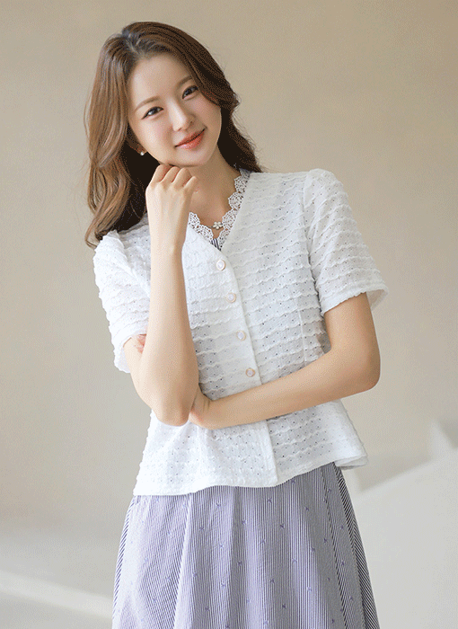 Wave Lace Peplum Blouse-Jacket