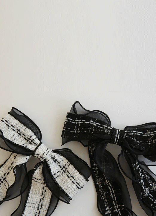 [QoG] Contrast Tweed Ribbon Hair Clip