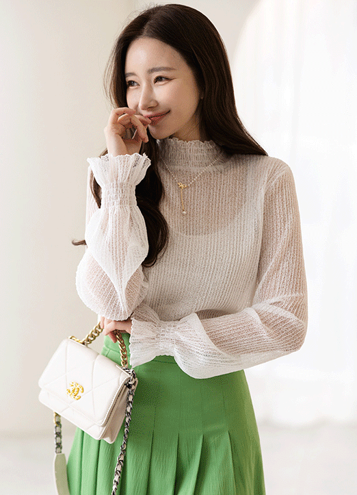 [Louis Angel] Delicate See-Thru Lace Blouse
