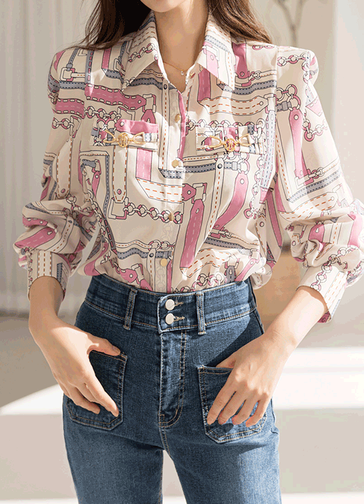 Vibrant Print Bijou Blouse