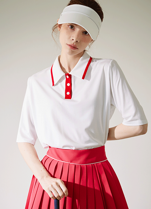 [QoG] Contrast Trim Half Sleeve Polo Shirt