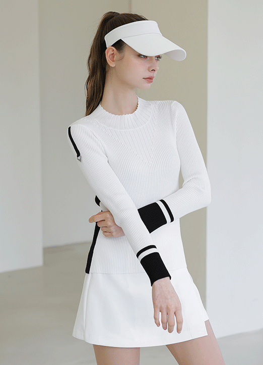 [QoG] Contrast Color Block Slim Ribbed Top