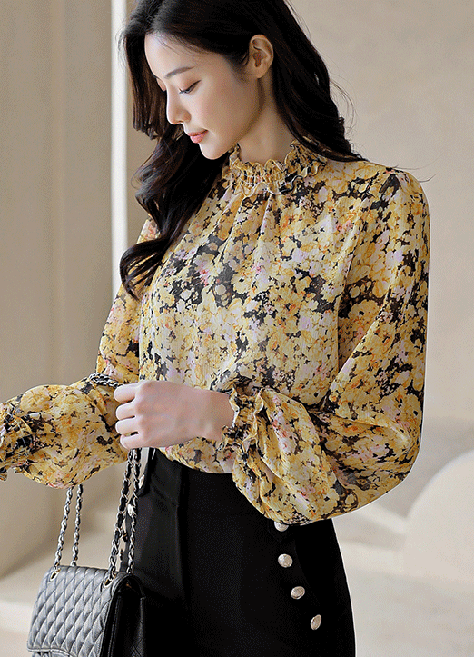 [LouisAngel] Floral Blossom Frill Blouse