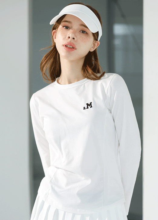 [QoG] (4 Colors) Embroidered Lettering Round Neck Paneled T-Shirt