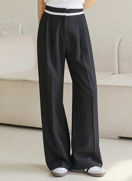 [The Onme] Linear Accent Wide Slacks