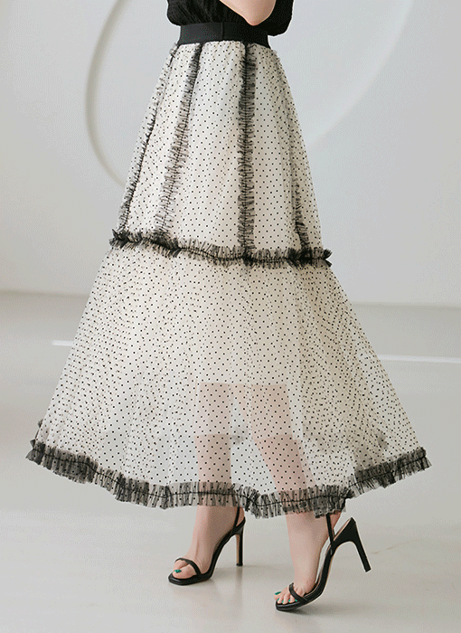 LaceDot Flare Tulle Skirt