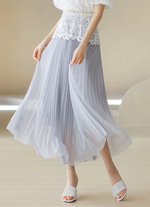  Stardust Charm Tulle Pleated Skirt