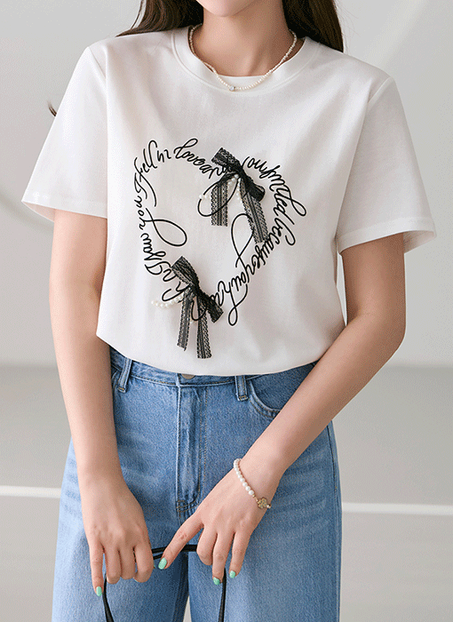 Lace Ribbon Heart Tee
