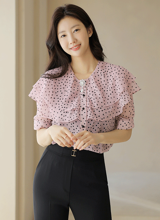 Dot Whisper Cape Collar Blouse
