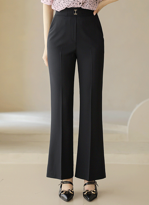 Summer Flow Buckled Slim Boot-cut Slacks