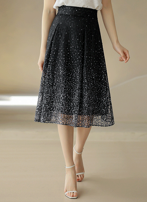 [LouisAngel] Midnight Bloom Lace Skirt
