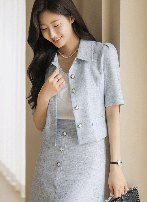 [LouisAngel] Sky Blue Tweed Jacket
