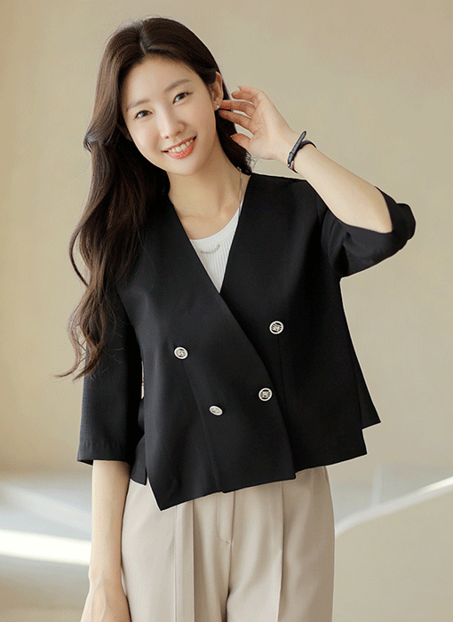 Edge Line Collarless Double Jacket