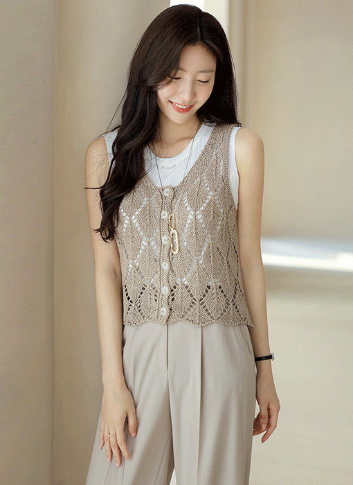 (6 Colors) Ethnic Breeze Open Knit Vest