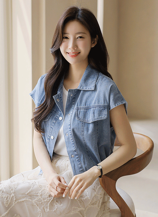 Cool Drawstring Denim Vest