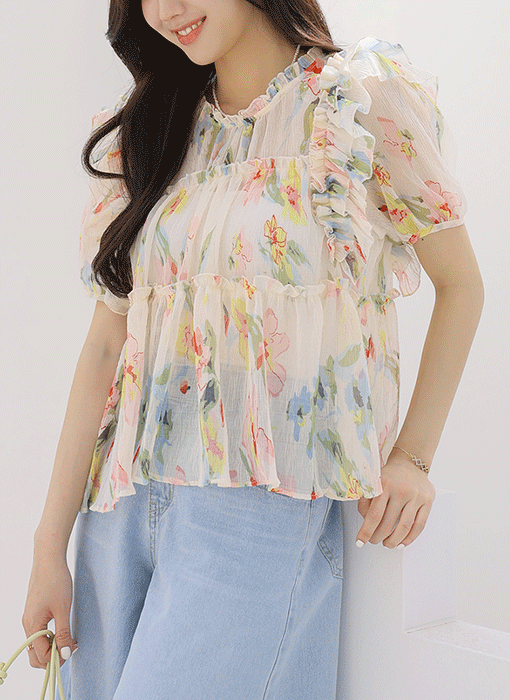 Blooming Ruffle Chiffon Blouse