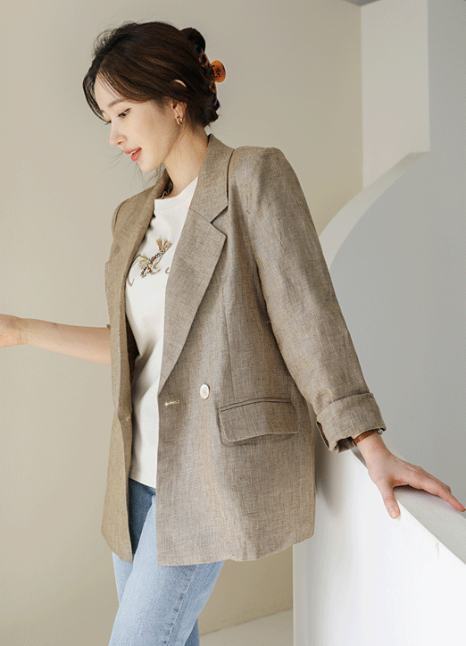 Double Breasted Linen Jacket