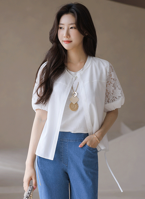 Bloom Lace Sleeve Blouse Jacket