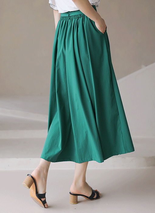Flowy Pleat Belted Skirt