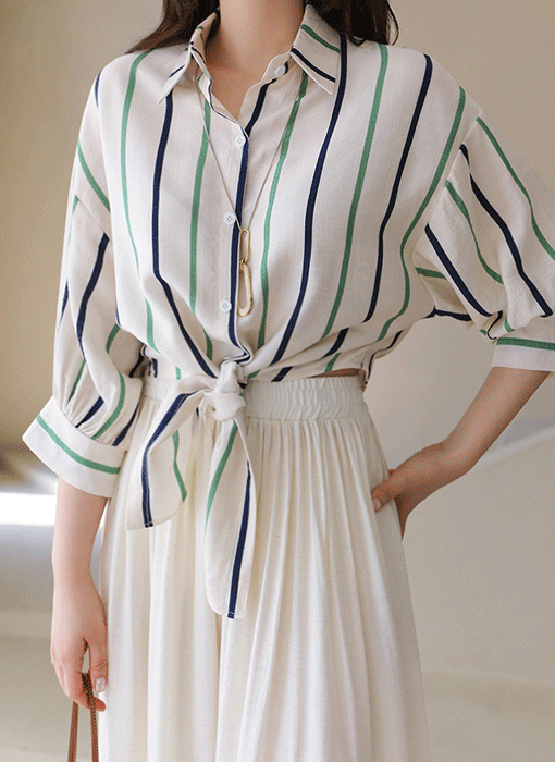 Breezy Tie-Front Stripe Shirt