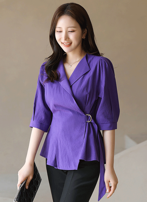 D-Ring Wrap Peplum Blouse