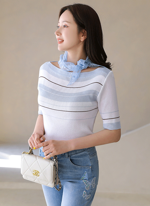 Breeze Line Boat Neck Knit 
