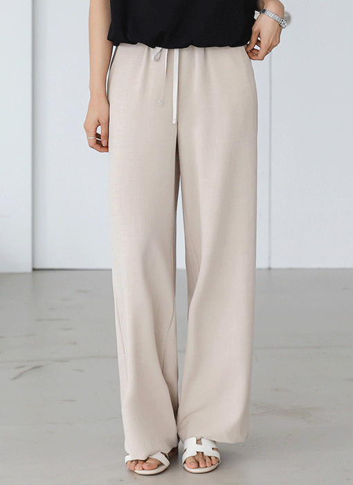 [The Onme] Airy Draped Linen Blend Wide Pants