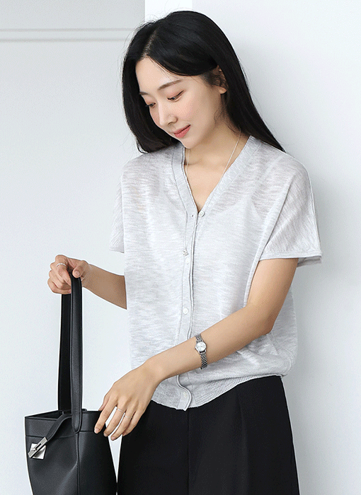 [The Onme] (4 Colors) Sheer Viscose Slub Knit Cardigan