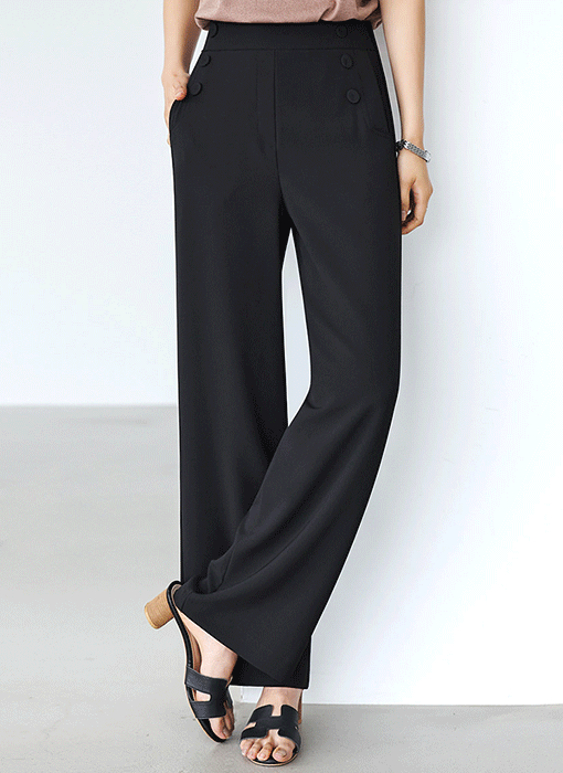 [The Onme] Triple Button Pull-On Wide Slacks