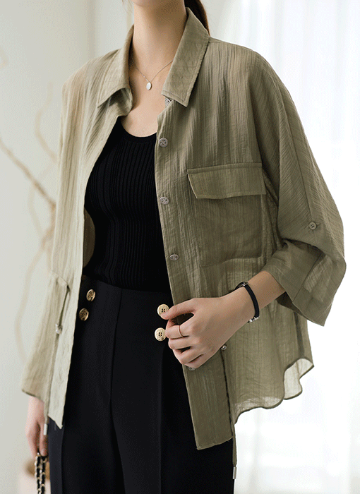 Airlight Crinkle Drawstring Shirt