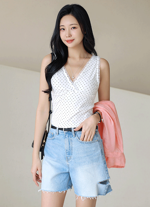[The Onme] Delicate Dots Wrap Tank