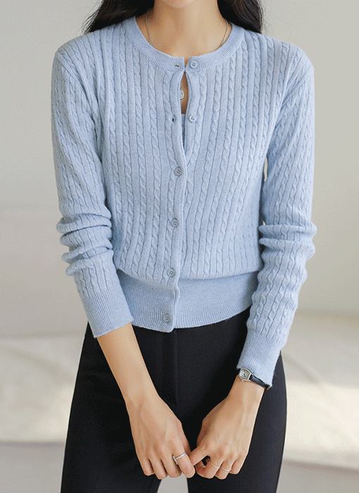 [The Onme] (10 Colors) Soft Wool Blended Cable Knit Cardigan