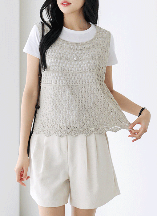 [The Onme] (4 Colors) Breezy Crochet Knit Vest