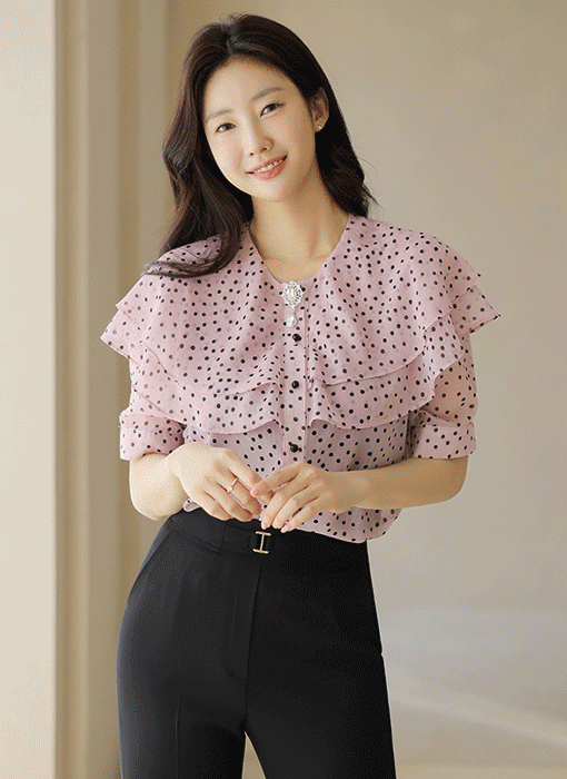 Dot Whisper Cape Collar Blouse