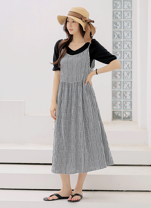 Summer Check Flare Bustier Dress