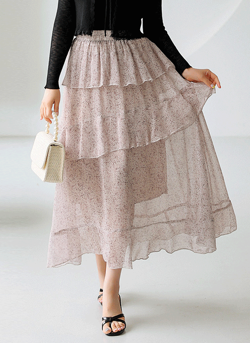 Whisper Ruffle Floral Chiffon Skirt