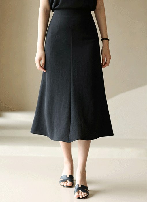 High-Waist Flowy Flare Midi Skirt