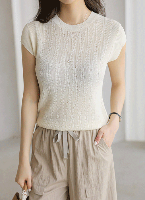 Mini Cable Cap-Sleeve Knit