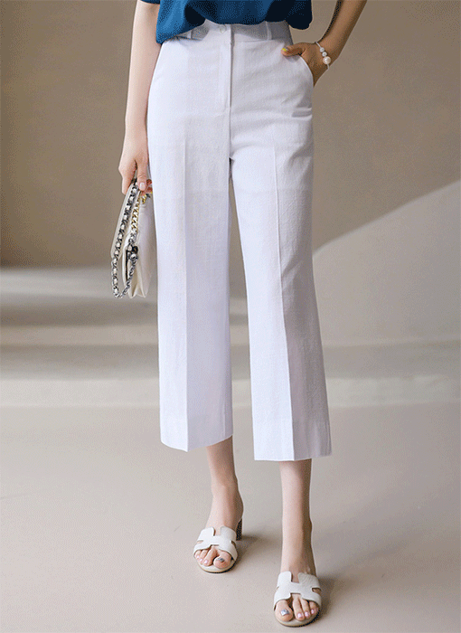  Breezy Linen Blend Cropped Pants