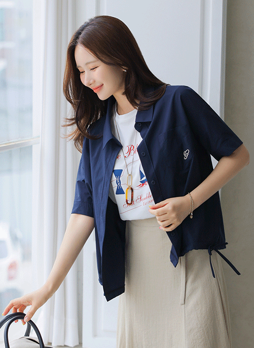 Drawstring Hem 2-Way Shirt Jacket