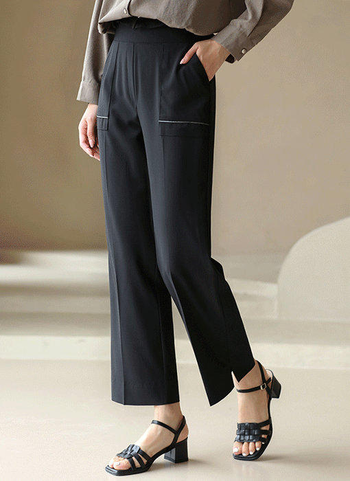 Sleek Silver-Trim Wide Slacks