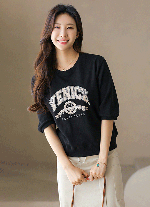 Vintage Lettering 3/4 Sleeve Sweatshirt