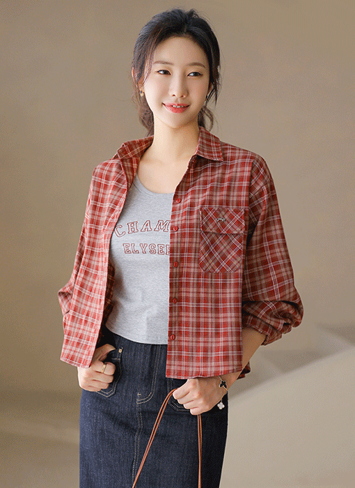 Plaid Shirt & Tank Two-Piece SET