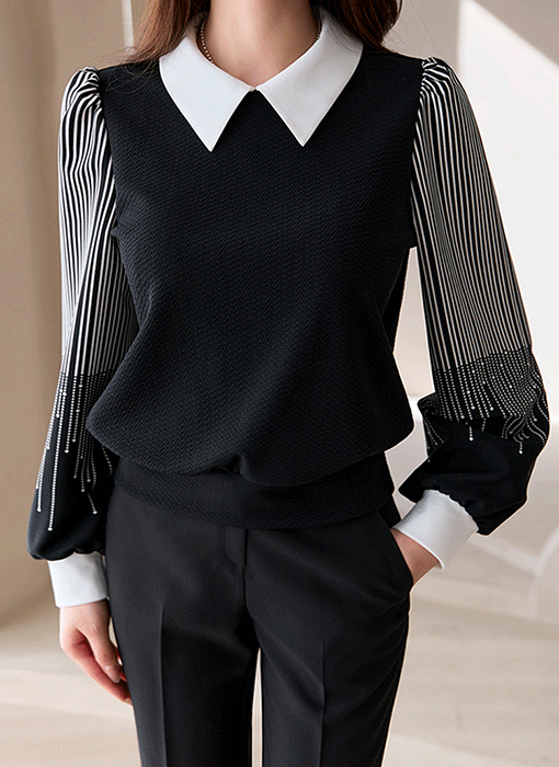 [LouisAngel] Starfall Elegance Blouse w/ Chiffon Tie