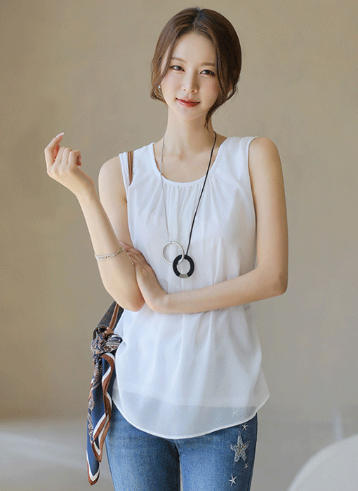 [LouisAngel] Soft Flutter Sleeveless Top