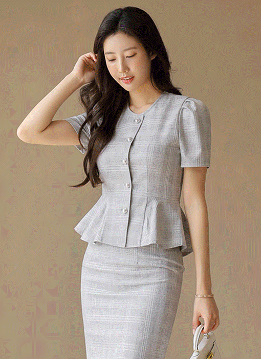 Light Check Peplum Jacket